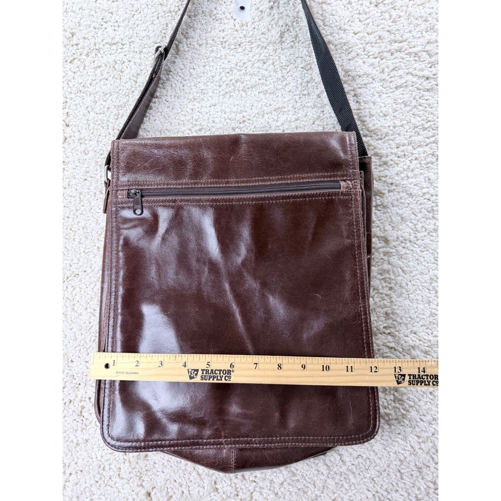 Wilsons Leather Messenger Bag Mens OS Brown Crossbody Laptop Work Bag - Picture 4 of 14